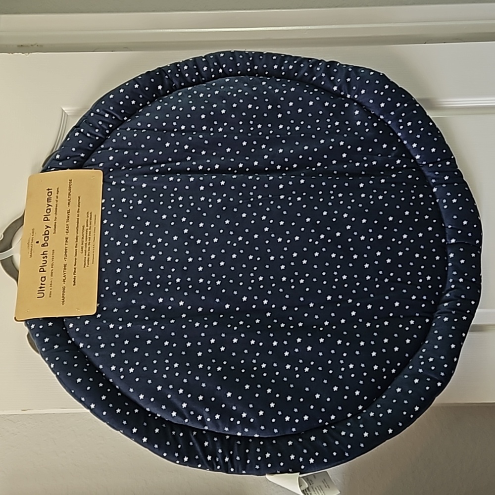Manhattan Kids Ultra Plush Navy Blue Space Themed Baby Playmat - Picture 4 of 5